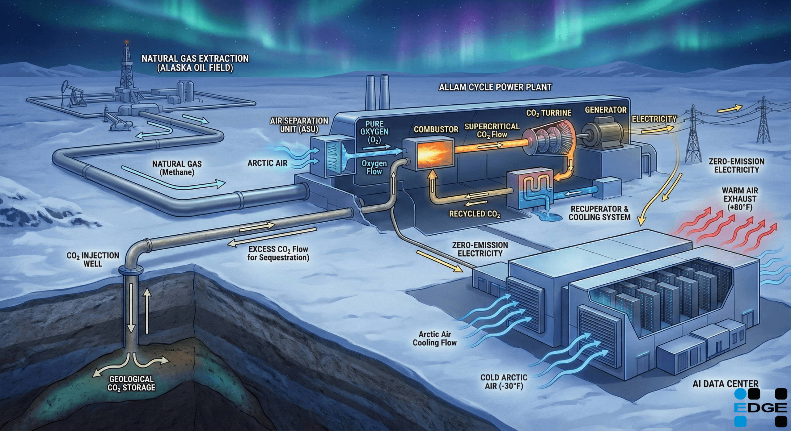 Depiction of AI datacenter in the Arctic